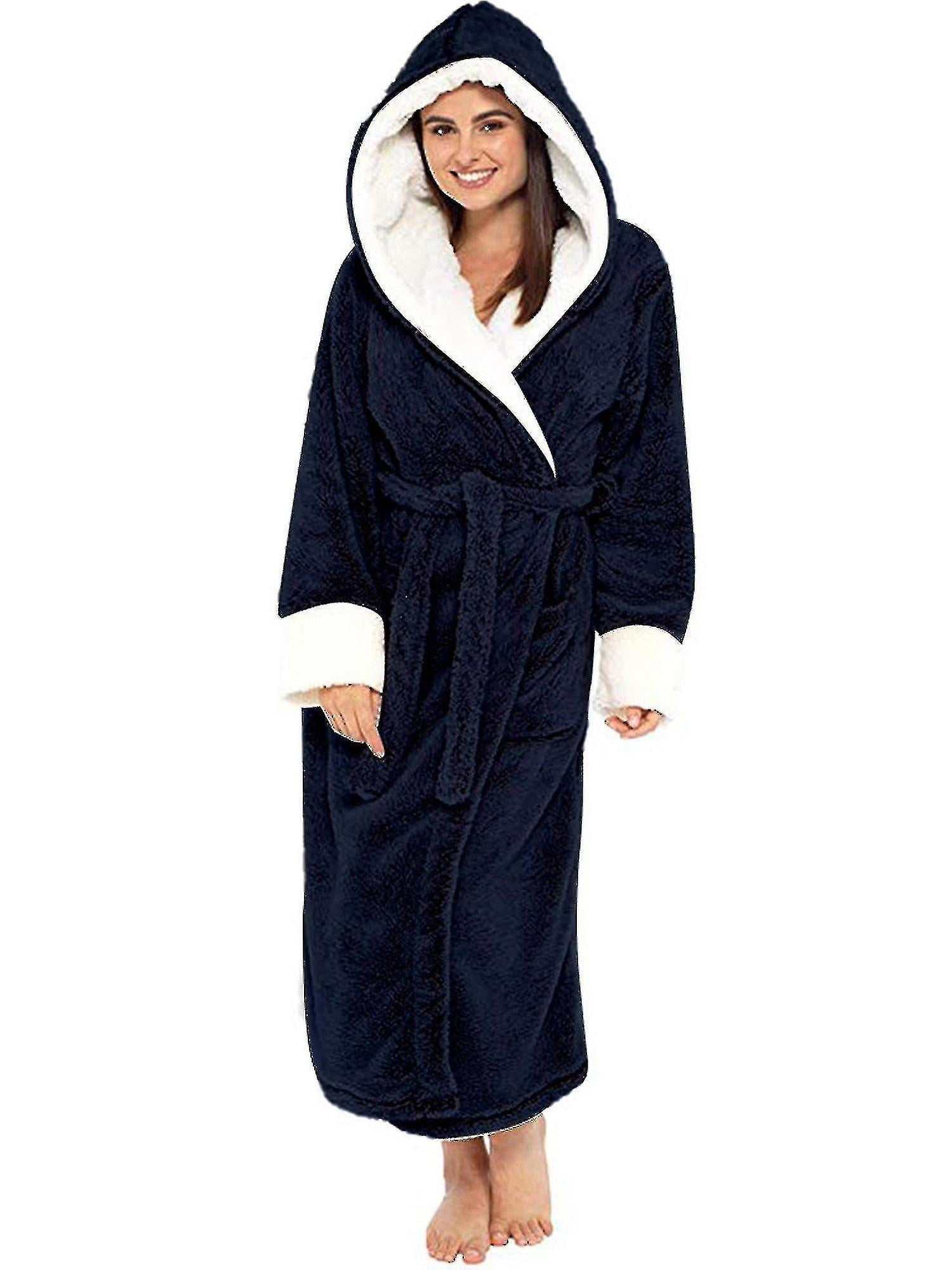 Peignoir en Sherpa pour Femmes Peignoir Doux à Capuche Moelleux