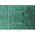 thumbnail image 1 of Ahgly Company Machine Washable Indoor Rectangle Oriental Turquoise Blue Industrial Area Rugs, 6' x 9', 1 of 4