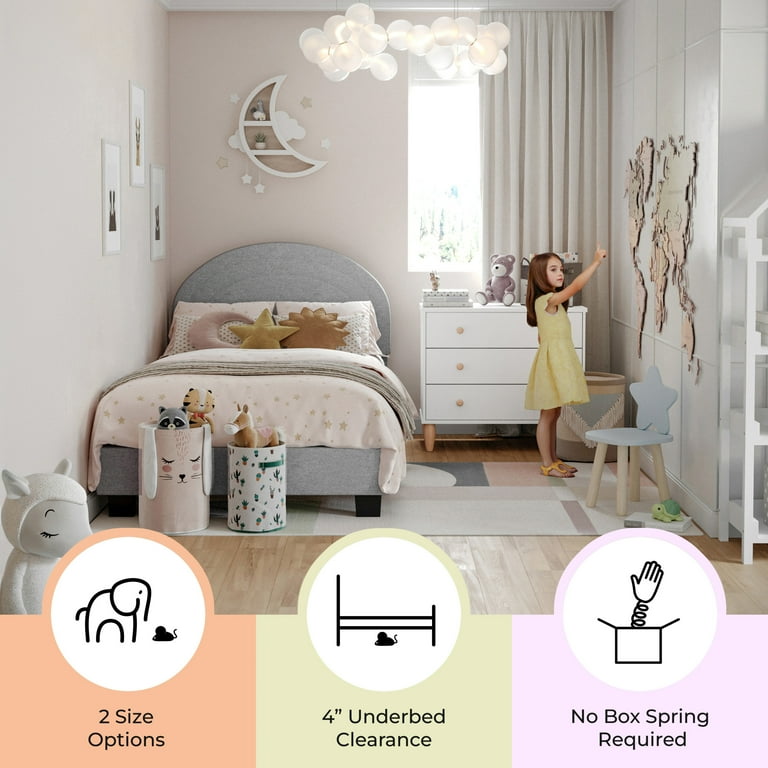 Buzz & Bloom Kids Twin-Size Platform Bed with Curved Channel