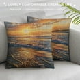 thumbnail image 3 of Fenyluxe Seaside Wave Throw Pillow Case Ocean Tropical Beach Sea Coast Sunset Dusk Blue Sand Summer Hawaii Pillow Cushion Covers Home Sofa Decorative 12x12in, 3 of 5