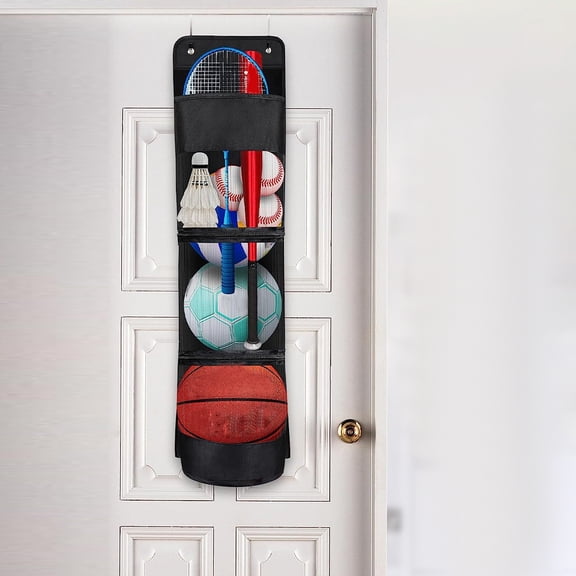 Toyandona Over The Door Storage Pouch Black for Basketball and Football Organization