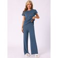 thumbnail image 2 of DARING DIVA Women's 2-Piece Short Sleeve Tops Wide Leg Pants Sets XS Blue, 2 of 5