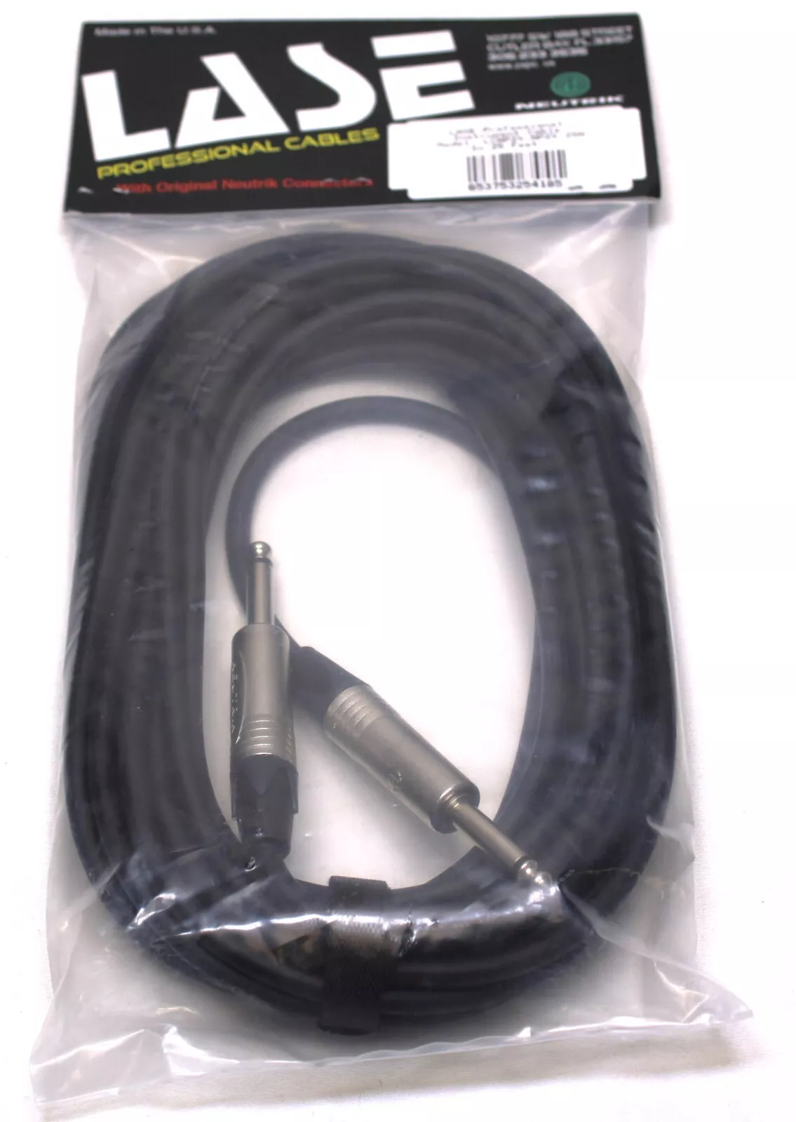 LASE 25 Ft Instrument Cable w/ 2 NEUTRIK NP2X Mono 1/4" Cable Mount Jack Nickel