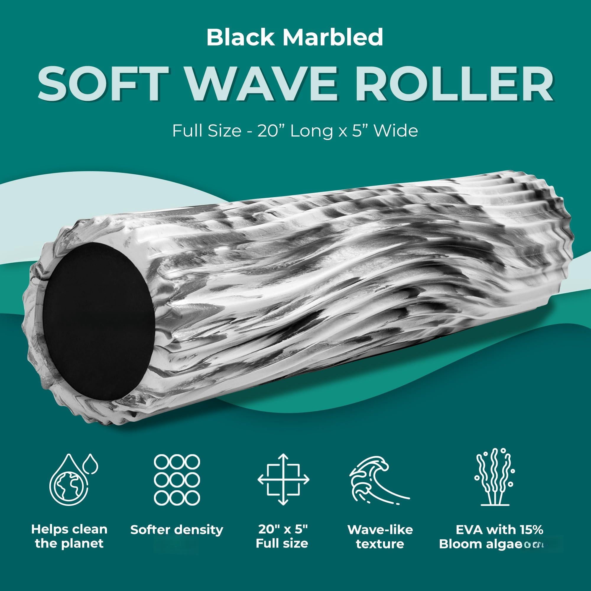 Soft Tidal Roller (black Marbled) - Low Density Foam For Physical  Excercise & Stretching Wave Textured Yoga Athletics Wellness Full Size 20" X 5"