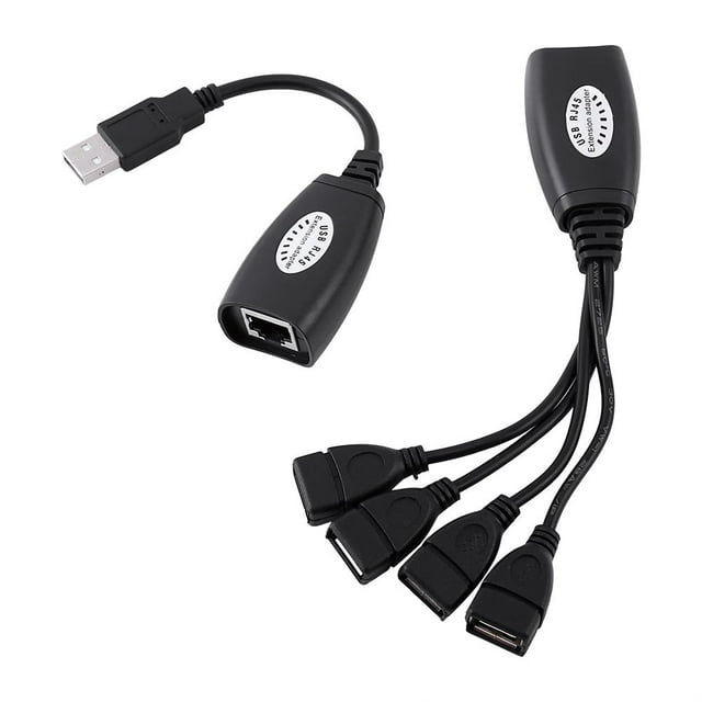 Filfeel Adaptateur d'Extension USB 4 USB vers RJ45 Câble d'Extension, 4 USB vers RJ45 Adaptateur, Caméras USB, Imprimantes, Caméras Web, Extensions Clavier, Souris, Etc