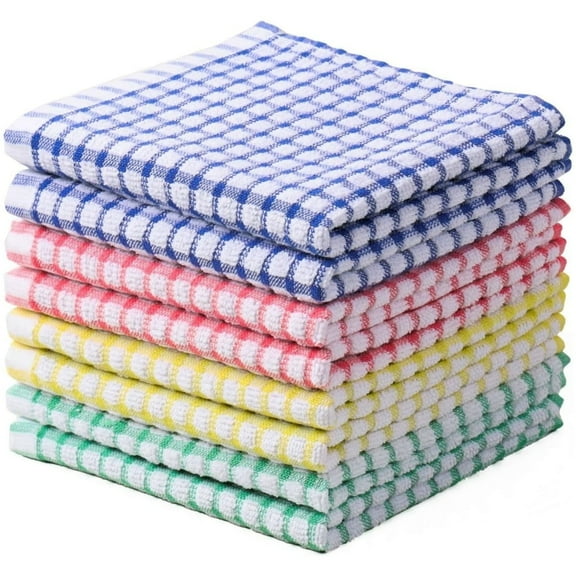 Dish Cloths for Kitchen Washing Dishes Highly Absorbent Dish Rags, Cotton Dish Towels Kitchen Scrubbing Cleaning Cloths for Everyday Cooking and Baking Pack of 8 12 x 12 inches