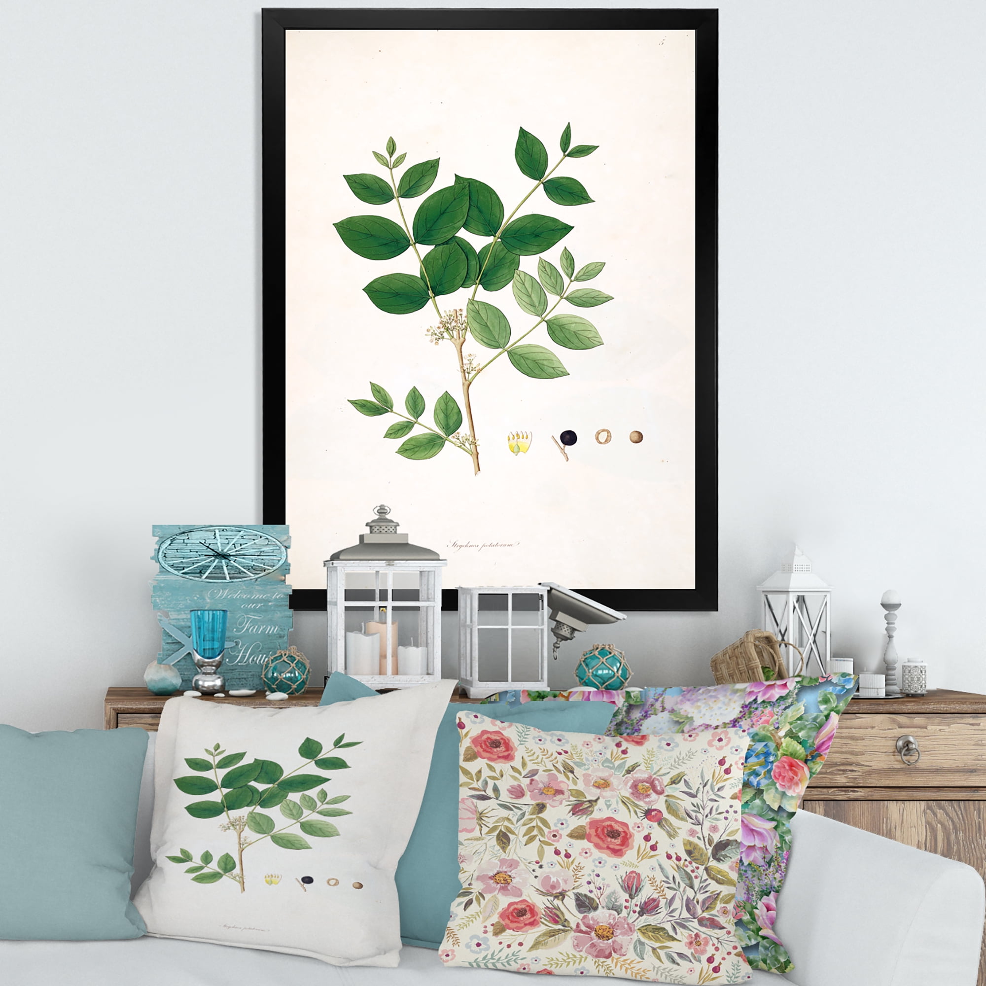 Designart 'Ancient Botanicals VI' Farmhouse Framed Art Print