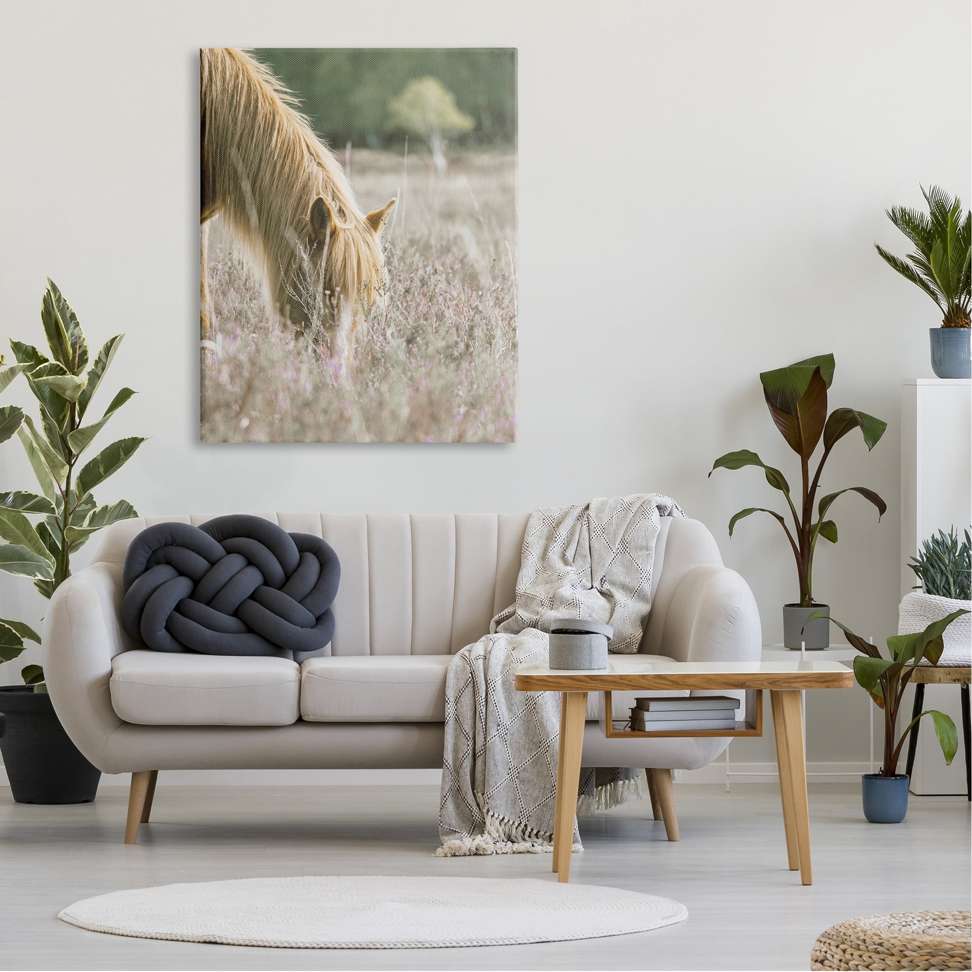 Stupell Industries Peaceful Palomino Horse Grazing Countryside Meadow Farmhouse Photography Gallery-Wrapped Canvas Print Wall Art, 36 x 48, Design by Leah Straatsma