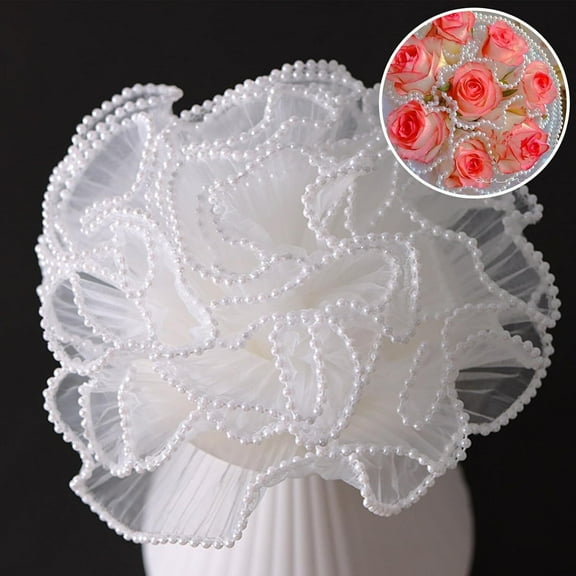 LQQBOX Mesh Flower Wrapping, 11.02 Inch x4 Yard for DIY Crafts, Gift Packaging, Bouquet Wrapping (White)