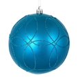 thumbnail image 1 of Vickerman N182512D 4.75 in. Turquoise Candy Ball Ornament with Circle Glitter Pattern  4 per Bag, 1 of 3