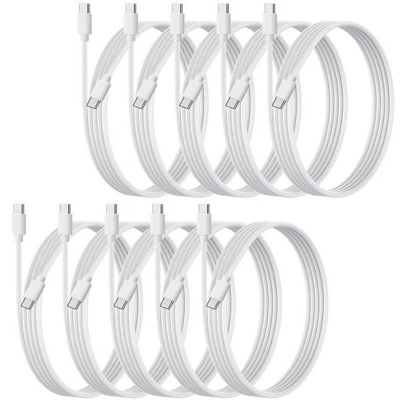 10 Pack Afflux USB-C to USB-C PD Fast Charger OEM Charging Cable Compatible with iPhone 16 /15 Pro Max Plus / Samsung Galaxy S25 S24 S23 S22 Ultra / iPad Pro / Universal for all Type-C (3ft, White)