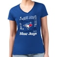 thumbnail image 4 of Women's G-III 4Her by Carl Banks Royal Toronto Blue Jays Collage Team Graphic V-Neck Fitted T-Shirt, 4 of 5