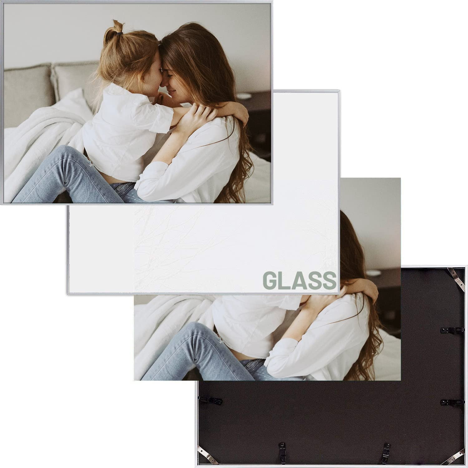 Frametory, 18x24 Aluminum Picture Frame, Real Glass Front, Display 18 x 24 Photo for Wall, 18 by 24 Poster Frame, Hook for Horizontal/Vertical Mount (Silver 1 PACK)