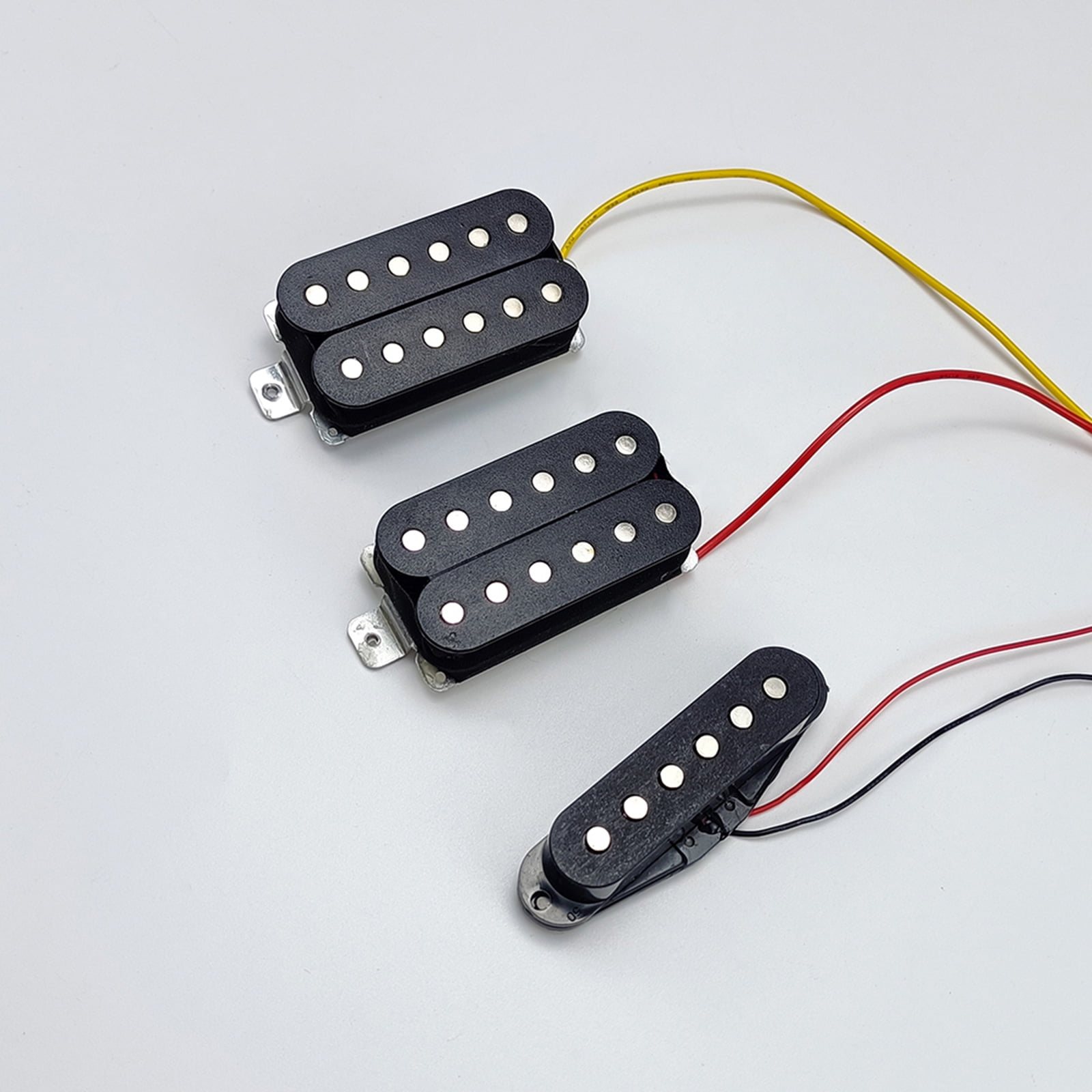 RUISINERY Single Coil Pickups with Prewired Wiring Harness 2 Tone 1 Volumes 5 Way Switches Electric Guitar Replacement Part Set
