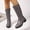 Gray, variant on Lovskoo 2024 Women's Thigh-High Horse Riding Boots Leather Knee High Cowboy Boots Back Zipper Wide Calf Comfortable Shoes Western Chunky Heel Boots Black