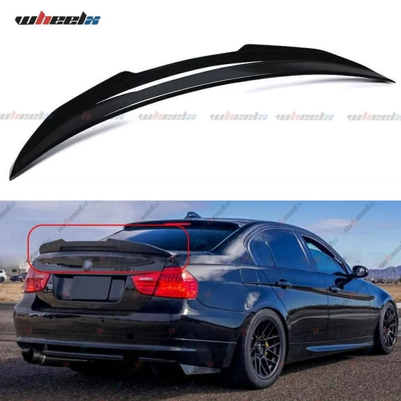 Rear Spoiler Compatible with 2006-2011 BMW E90 3 Series & 2008-2012 E90 M3 Sedan, High Kick PSM Style, Exterior Duckbill Spoiler Trunk Tail Deck Lid Wing Lip (Glossy Black)