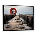thumbnail image 2 of Designart "Pier in Monochrome I" Landscapes Floater Framed Wall Art Living Room, 2 of 7