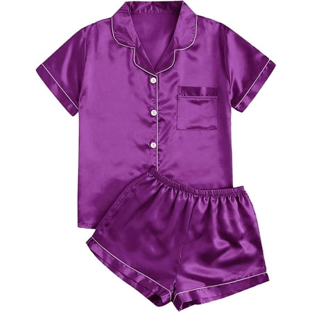 

ZWJHGIK Women s Short Sleeve Sleepwear Button Down Shirt and Shorts Pajama Set