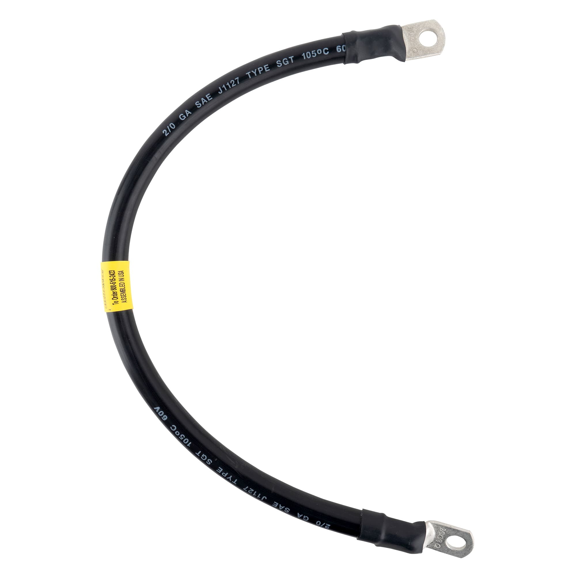 AWG 2/0 Black Battery Interconnect Cable 18" with 3/8" Lugs ASSEMBLED