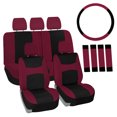 thumbnail image 2 of FH Group 3 rows Cloth Car Seat Covers for SUV, Sedan, Van Full Set - Universal Fit Automotive Seat Covers, Split Bench Rear Seat with Steering Wheel Cover, 4 Seatbelt Pads FB030217BURGUNDY-COMBO, 2 of 6