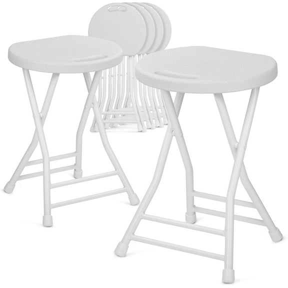 18 Inch Plastic Folding Stool, Portable Lightweight Folding Chairs 6 Pack, Sturdy Folding Stools for Adults for Indoor Outdoor, Wedding, Party, Kitchen, 230lbs Capacity, White