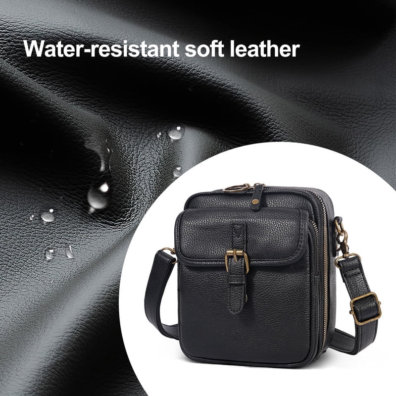 AOUNQ Small Messenger Bag Vegan Leather Crossbody Bag for Women Men, Vintage Cross Body Shoulder Purse with Card Slots