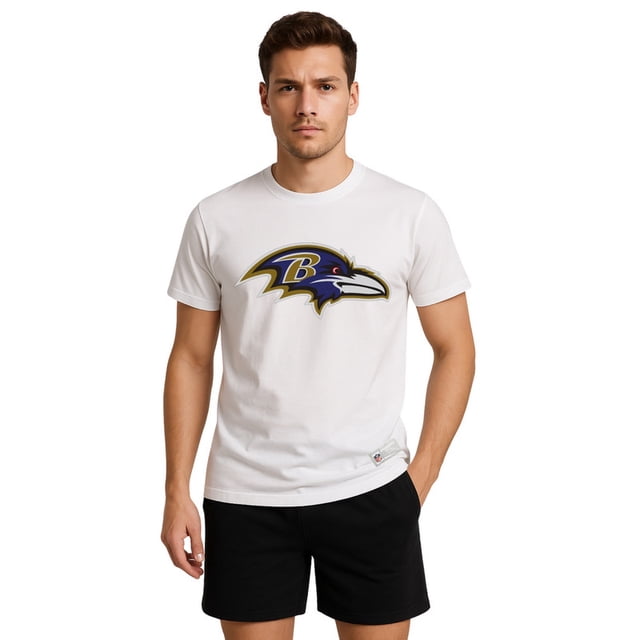 NFL Playera Aficionado Básica Baltimore Ravens Blanco para Hombre, Talla Extra Grande