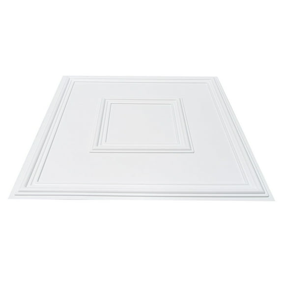 Ceiling Tiles 12 Pack 24 x 24 in PVC Drop Ceiling Tiles White Geometric Design Easy Installation Glue Up Plastic Ceiling Covering for Home Office Decoration