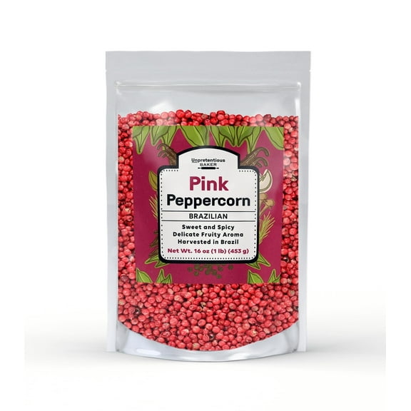 Unpretentious Whole Pink Peppercorns, 1 lb, From Brazilian Pepper Trees, Fruity & Spicy Taste