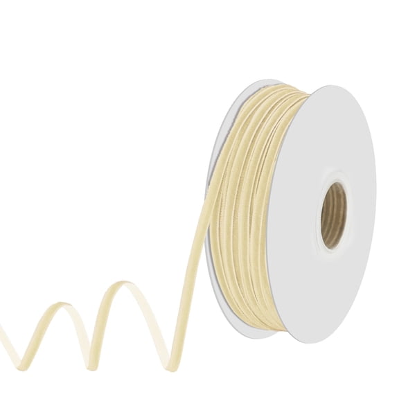 LoomJoyz 1/8 inch Ivory Velvet Ribbon - 50 Yards Single Face Soft Craft Ribbon for Gift Wrapping, Wedding Decor & DIY Hair Bows