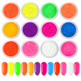 thumbnail image 1 of Ownest 12 cajas de pigmento en polvo para uñas, colorido color fluorescente, pigmentos para uñas, polvo, purpurina, gradiente, iridiscente, decoración de uñas, polvo de uñas de neón, alto pigmento par, 1 of 2