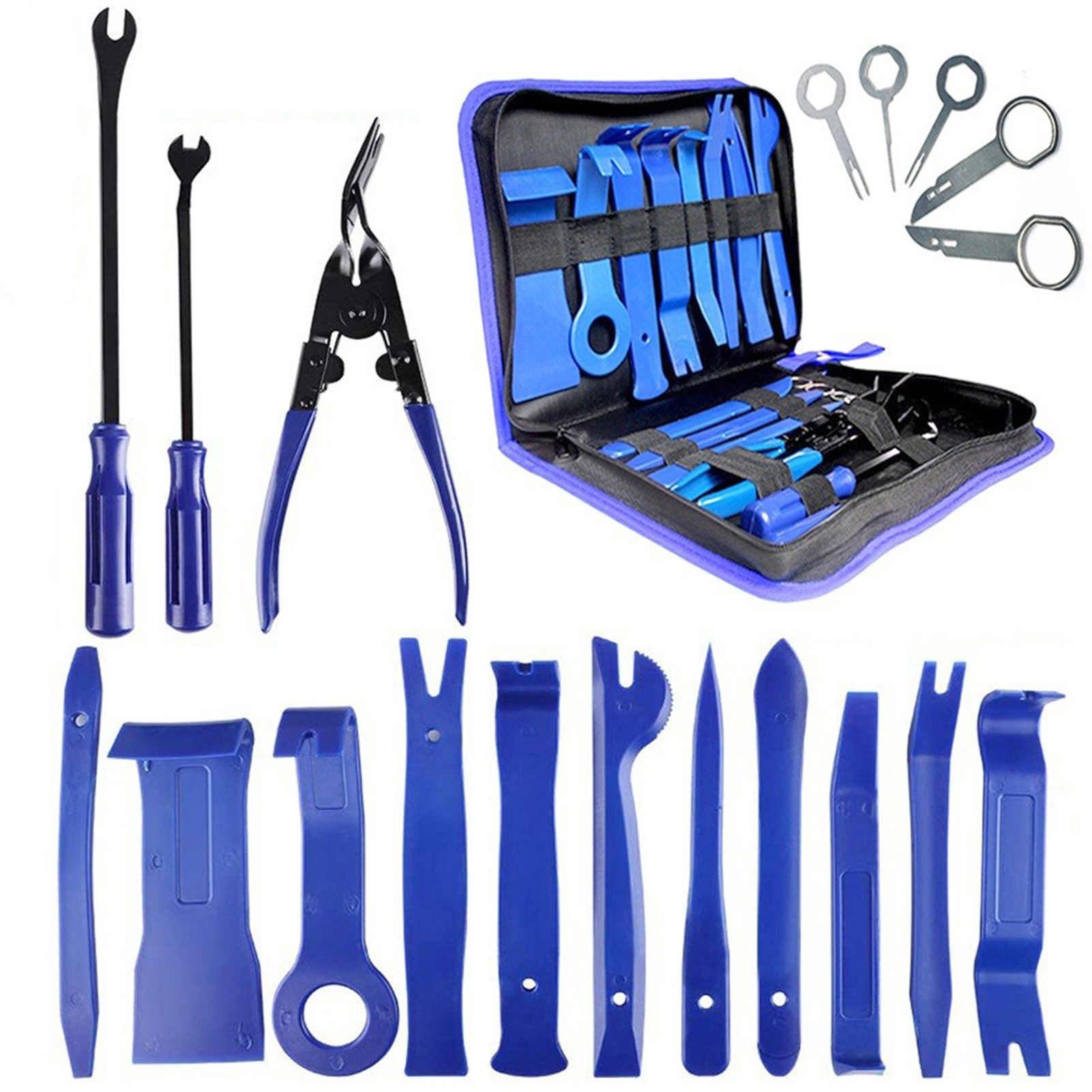 19Pcs/Set Auto Trim Removal Tool Multi-purpose Non-slip Plastic Car Door Panel Dash Audio Radio Disassembly Tool Kits for Dashboard Installation