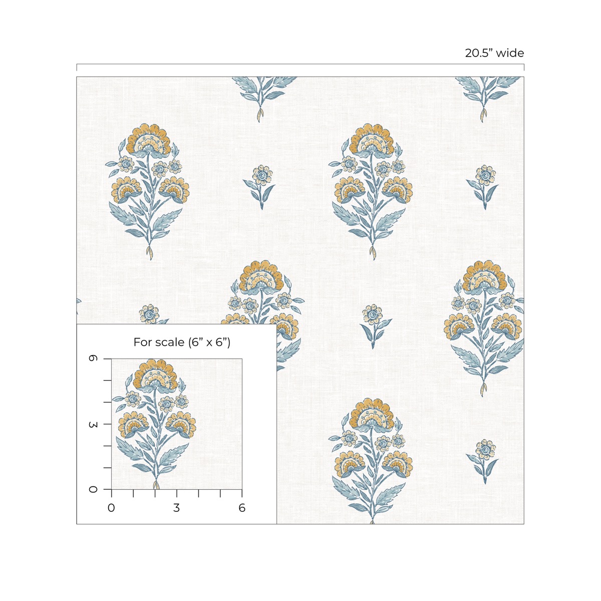 NextWall Marigold & Seabreeze Floral Spot Premium Matte Non-Woven Peel and Stick Wallpaper - 20.5 in. W x 18 ft. L Roll