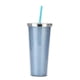 thumbnail image 1 of Taza plástica reutilizable de la taza de la agua fría 700ml, taza brillante de la bebida de la doble capa con la tapa y la paja, 1 of 5
