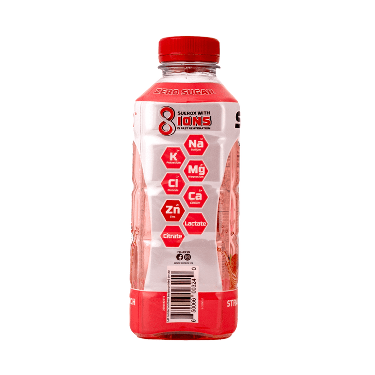 SueroX Zero Sugar Electrolyte Drink, Strawberry-Kiwi Punch, 21 oz