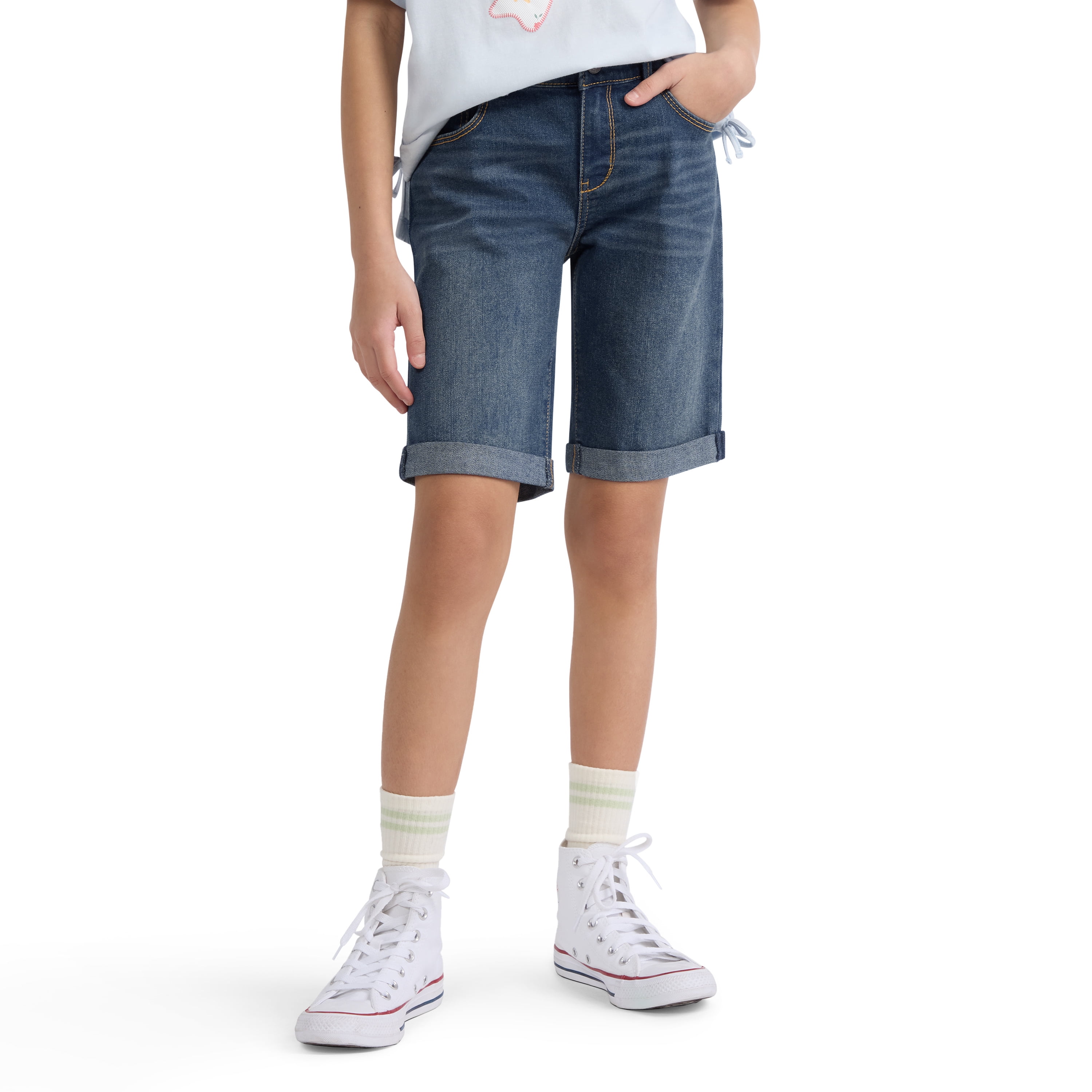 Levi Strauss Signature Girls Bermuda Denim Shorts, Sizes 5-18