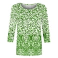 thumbnail image 3 of Pompotops Mode Femme Col Rond T-Shirt Manches 3/4 Blouse Imprimée Hauts Chandail en Molleton Liquidation, 3 of 4