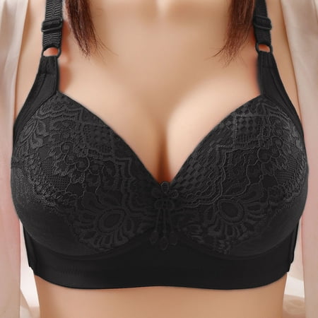 

Snoarin Bras for Women Plus Size Sexy Solid Color Comfortable Push Up Lace Bra Hollow Out Perspective Everyday Underwear Bras on Clearance