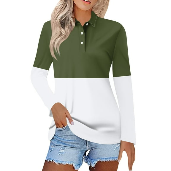 Tops for Women Trendy Women's Fashion Casual Lapel Short Long Sleeve Print Shirt Women's Button Up Tops