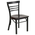 thumbnail image 6 of Flash Furniture 2 Pack HERCULES Series Black Three-Slat Ladder Back Metal Restaurant Chair - Walnut Wood Seat, 6 of 8