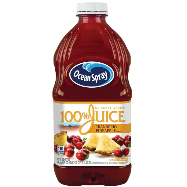 Ocean Spray 100 Juice, Cranberry Pineapple Juice, 60 fl