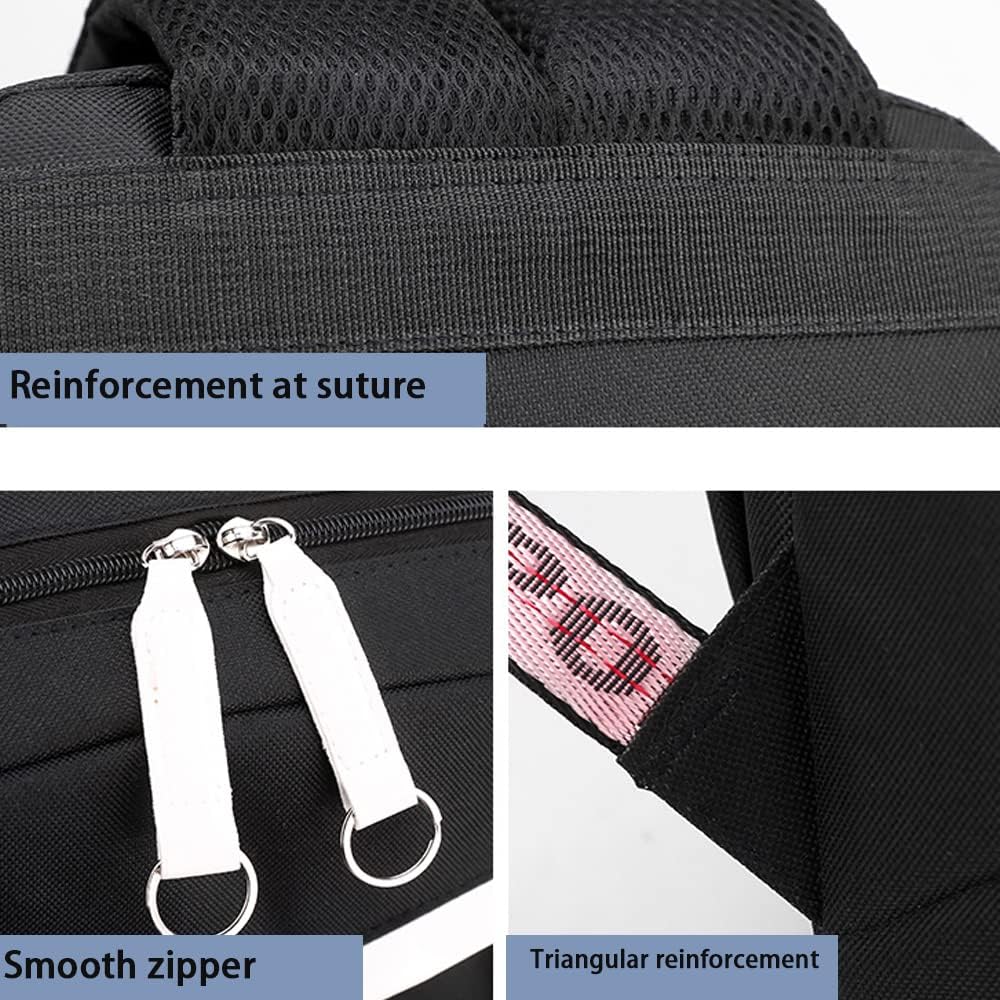 Cute Black Pink Backpack with USB Port, Fashion Laptop Backpack for Women, Large Capacity Travel Bookbag with Multiple Pockets, Water Resistant Casual Daypack for College and Work