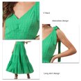 thumbnail image 4 of Vestido con tirantes y cuello en V, cintura delgada, dobladillo grande, tela de lunares redondos para verano, verde, XXL, 4 of 5