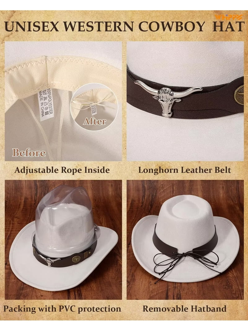 4481 Cowboy Hat For Women Men Adjustable Inside Western Adults Cowboy Hat for Women Men Adjustable Inside Western Cowboy  main image 3