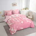 thumbnail image 3 of jejeloiu Pink Flowers 7pcs Bedding Comforter Set,Japanese Sakura Queen Bedding Sets,Cherry Blossoms Queen Sheet Sets For Girls,Uper Cozy Room Decor Reversible, 3 of 8