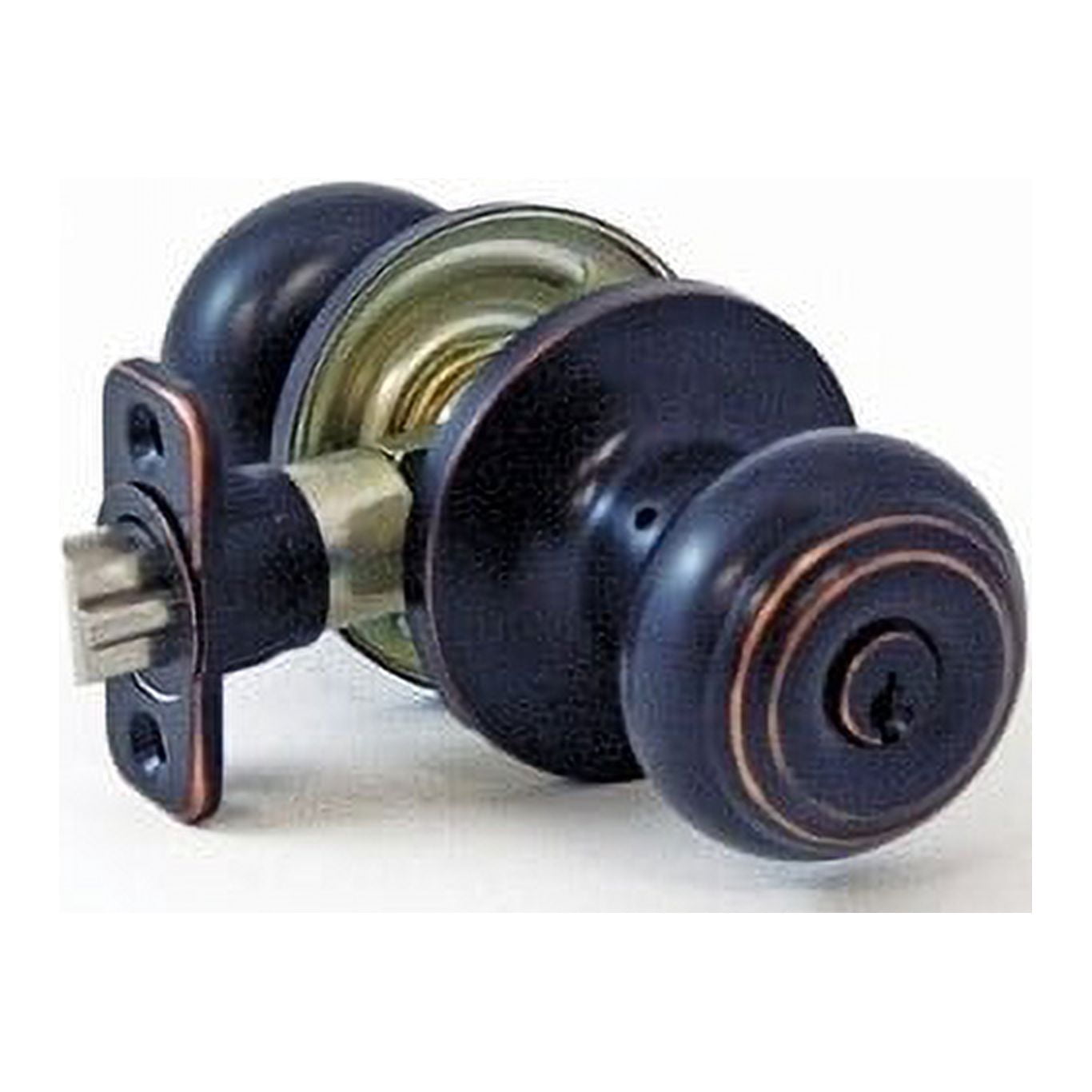 Atlas Ball Entry Locking Door Knob, Antique Brass