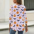 thumbnail image 4 of Trgacdwlo Halloween 3/4 Sleeve Tops for Women Cat Pumpkin Print Fall Womens Henley Tops Funny Ghost Graphic Pullover Shirts, 4 of 5
