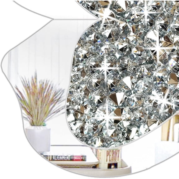 Butterfly Shaped Mirror for Home Décor, Crystal Crushed Diamond Silver Mirror,10’’X15” Butterfly Decorations for Room Decor for Kids Nursery Classroom Wedding Décor