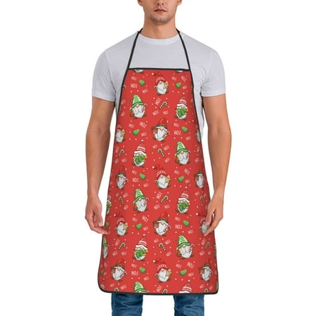 

Lukts merry Christmas gnome Print Unisex Tie-Up Aprons Bibs for Chef Kitchen Grill Beverage Shop