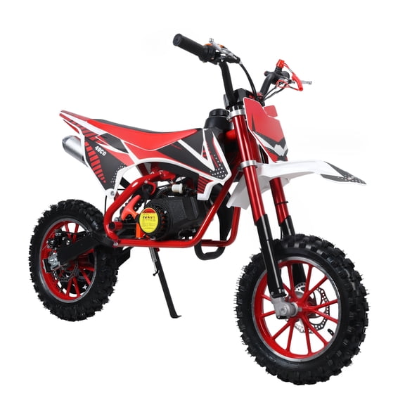 AquaAurix Kids Dirt Bike 49cc Gas Powered - 2-Stroke Off-Road Motorcycle for Ages 10 , 25 Mph Max Speed with Shock Absorber & Dual Disc Brakes，Max Load 180LBS